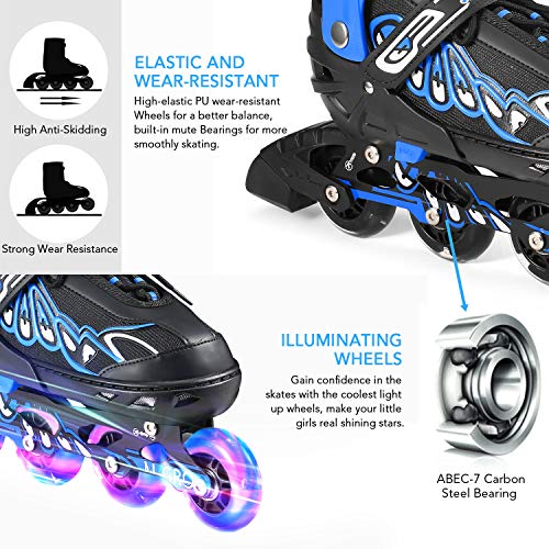 Lixada Patines en Línea Infantil Ajustables con Ruedas Lluminadoras para Adolescentes Niñas Niños