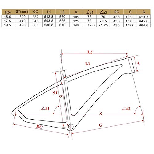 LJHBC Marco de Bicicleta 26/27.5ER Cuadro de Bicicleta de montaña Fibra de Carbono T800 Marco Ultraligero Tubo de sillín 31,6 mm Gancho de Cola de liberación rápida