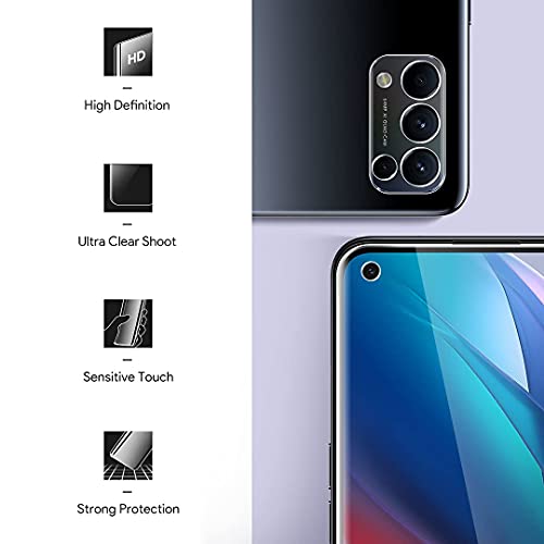 LϟK 4 Pack Protector de Pantalla Compatible con OPPO Find x3 Lite con 2 Pack Cristal Templado y 2 Pack Protector de Lente de Cámara - Sin Burbujas Dureza 9H Doble Protección Kit Fácil instalación