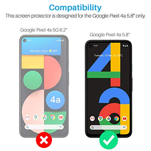 LK Compatible con Google Pixel 4a 4G de 5,8 Pulgada Protector de Pantalla,3 Pack Cristal Templado y 3 Pack Protector de Lente de cámara, Doble protección, Kit de Instalación Incluido