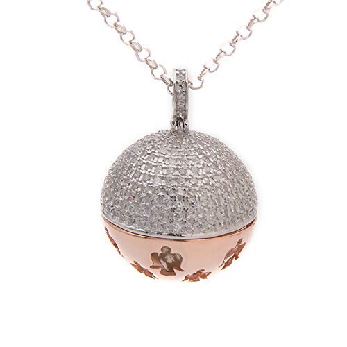 Llamador de ángeles, collar con colgante sonoro y ángeles de la funda con circonitas, regalo para mujer de acero aleación de bronce chapado en oro blanco y rosa