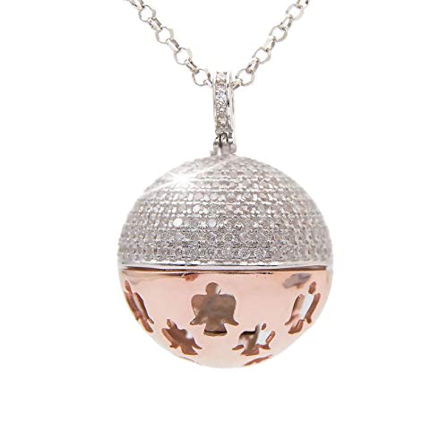 Llamador de ángeles, collar con colgante sonoro y ángeles de la funda con circonitas, regalo para mujer de acero aleación de bronce chapado en oro blanco y rosa