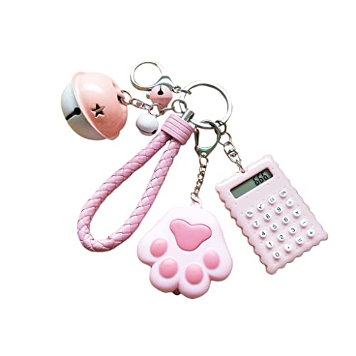 Llavero Rosa Mujer Mini Calculadora Llavero Colgante Historieta Mivow Linterna Linterna Linda Coche Llavero Anillo Bolsa Colgante (Color : Pink, Size : F)