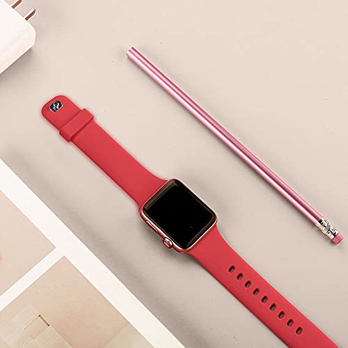 Lobnhot Correa compatible con Apple Watch Correa 45mm 42mm 44mm,pulsera de repuesto de silicona deportiva suave compatible con iWatch Series 7 SE 6 5 4 3 2 1 para mujeres hombres (42/44/45MM-Rojo)