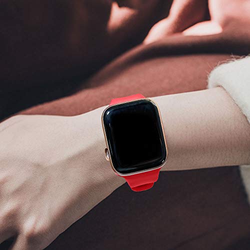 Lobnhot Correa compatible con Apple Watch Correa 45mm 42mm 44mm,pulsera de repuesto de silicona deportiva suave compatible con iWatch Series 7 SE 6 5 4 3 2 1 para mujeres hombres (42/44/45MM-Rojo)