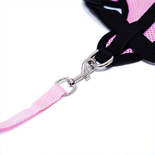 Locisne Tela de malla chaleco para perros Arnés suave ajustable cómodo | El plomo en el pecho del animal doméstico caminar con correa con clip (Rosa, Grande)