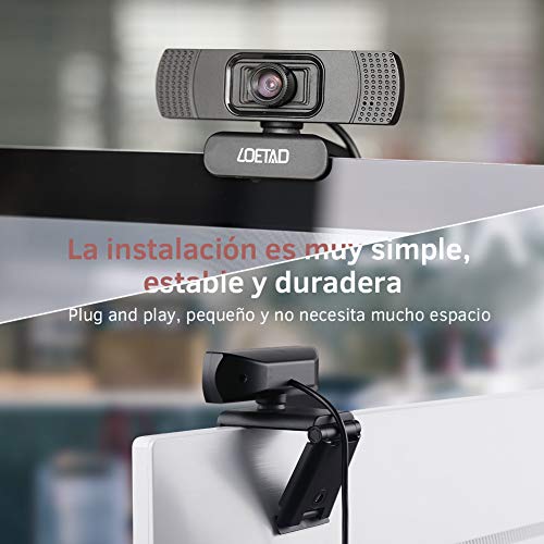 LOETAD Cámara Web Webcam 1080P Full HD con Micrófono Estéreo para Video Chat y Grabación Compatible con Windows, Mac