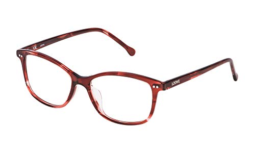 Loewe VLW9575201GJ Monturas de Gafas, Red Streaked Havana, 55 Unisex