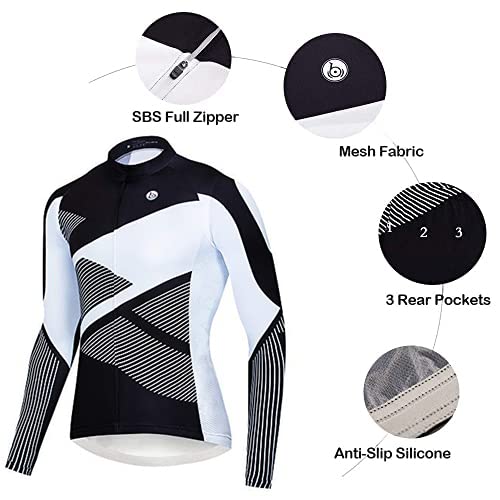 logas Maillot de ciclismo para hombre, de manga larga, transpirable, cómodo, para ciclismo