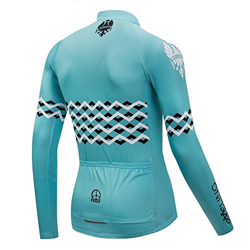 logas Maillot de ciclismo para hombre, manga larga, transpirable, con bolsillo y gel