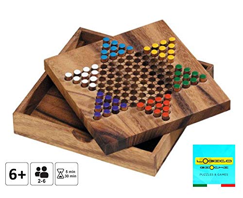 Logica Juegos Art. Damas Chinas - Juego de Mesa de Madera Preciosa - Juego de Estrategia Multijugador - Versión de Viaje