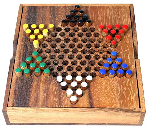 Logica Juegos Art. Damas Chinas - Juego de Mesa de Madera Preciosa - Juego de Estrategia Multijugador - Versión de Viaje