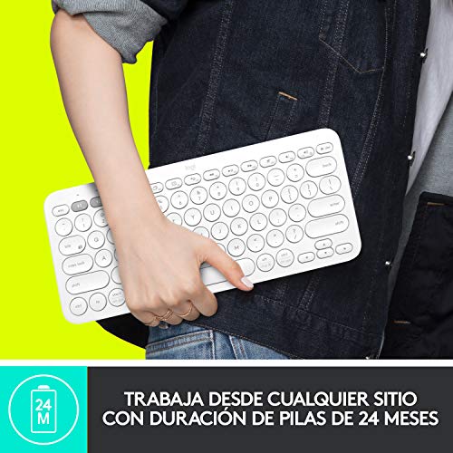 Logitech K380 Teclado Inalámbrico Multi-Dispositivos para Windows/Apple iOS/Android/Chrome, Bluetooth, Diseño Compacto, PC/Mac/Portátil/Smartphone/Tablet/Apple TV, Disposición QWERTY Español - Negro