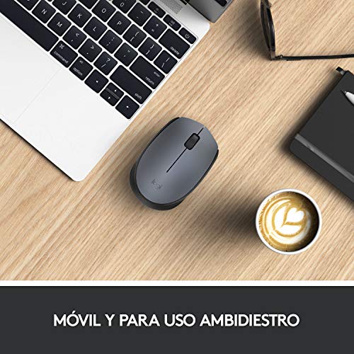 Logitech M170 Ratón Inalámbrico, 2,4 GHz con Nano Receptor USB, Seguimiento Óptico, Batería 12 Meses, Ambidiestro, PC/Mac/Portátil, Gris