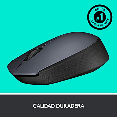 Logitech M170 Ratón Inalámbrico, 2,4 GHz con Nano Receptor USB, Seguimiento Óptico, Batería 12 Meses, Ambidiestro, PC/Mac/Portátil, Gris