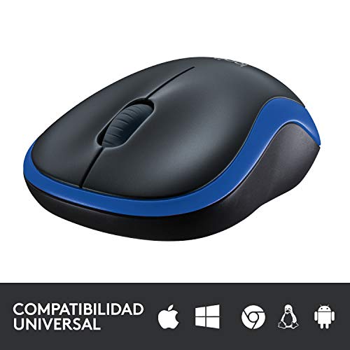 Logitech M185 Ratón Inalámbrico, 2.4 GHz con Mini Receptor USB, Batería 12 Meses, Seguimiento Óptico 1000 DPI, Ambidiestro, PC/Mac/Portátil, Azul