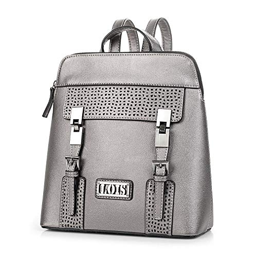 Lois - Mochila de Mujer Pequeña. Cuero PU y Hebillas. Muy Práctica para Diario o Viaje Diseño Elegante a la Moda. Resistente Cómoda y Ligera. 95899, Color Metal