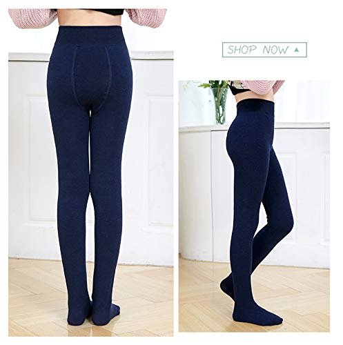 LOLANTA Pantalones de invierno para niñas Leggings cálidos Medias opacas de vellón grueso, Azul oscuro, M (6-8 años)