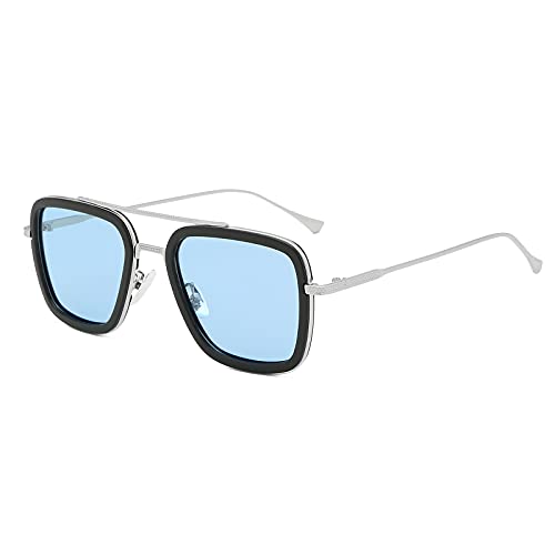 Long Keeper Retro Gafas de sol Cuadradas Marcos de Metal Tony Stark Gafas Iron Man Para Mujer Hombre UV protección