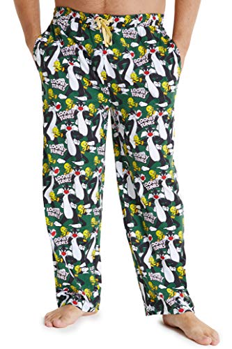 LOONEY TUNES Pantalon Pijama Hombre, Pantalon Pijama Hombre Invierno Algodon 100% con Personajes Bugs Bunny y Pato Lucas, Regalos Originales Para Hombre (XL, Verde)