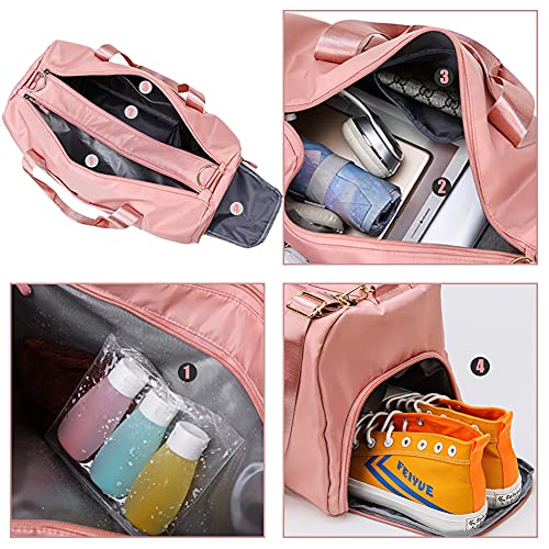 LOSMILE Bolsa de Viaje Bolsa de Deporte, Impermeable Bolsas de Gimnasia con Compartimento Zapatos y Compartimento Mojado, Bolsa Fin de Semana para Mujeres y Hombre.