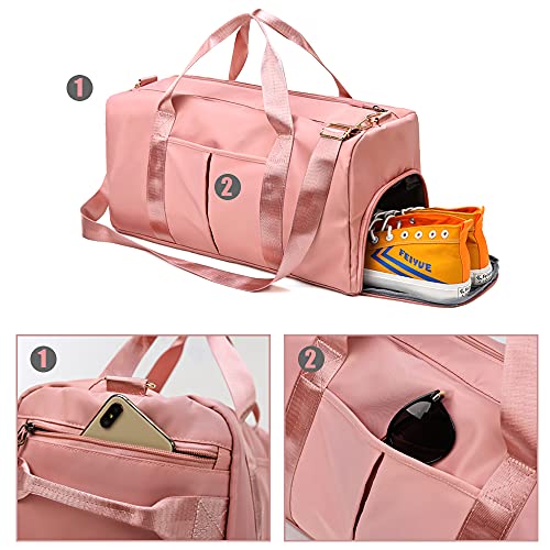 LOSMILE Bolsa de Viaje Bolsa de Deporte, Impermeable Bolsas de Gimnasia con Compartimento Zapatos y Compartimento Mojado, Bolsa Fin de Semana para Mujeres y Hombre.