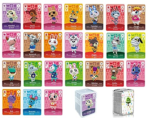 Lote de 24 tarjetas NFC para Amiibo Animal Crossing New Horizon (compatible con Nintendo Switch Lite, Wii U, New 3DS Rare de aldeanos Serie 1 a 4, con funda de almacenamiento)