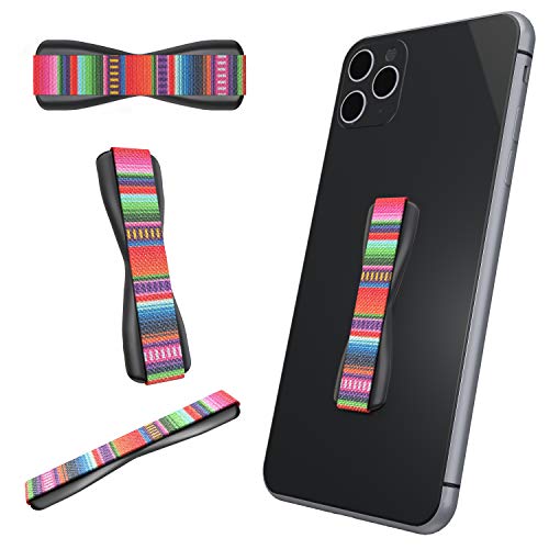 LOVEHANDLE Grip de teléfono Universal para la mayoría de los Smartphones, tabletas y Mini Cases - Serape diseño Coloreado elástico Dedo Correa con Base Negro (lh-01serape)