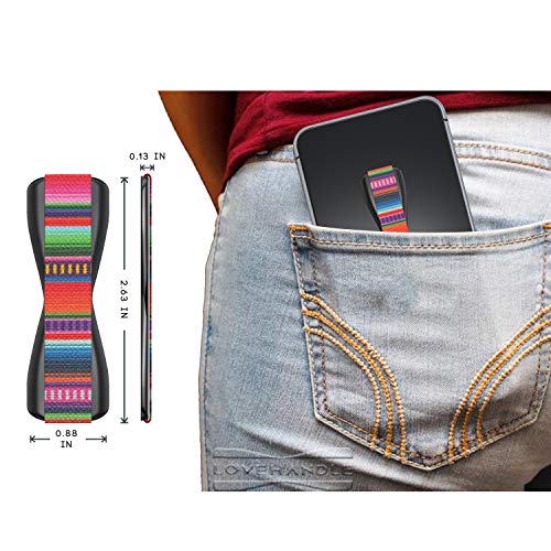 LOVEHANDLE Grip de teléfono Universal para la mayoría de los Smartphones, tabletas y Mini Cases - Serape diseño Coloreado elástico Dedo Correa con Base Negro (lh-01serape)