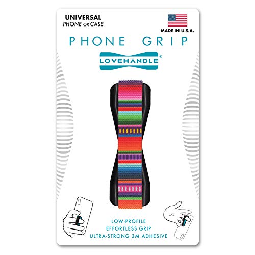 LOVEHANDLE Grip de teléfono Universal para la mayoría de los Smartphones, tabletas y Mini Cases - Serape diseño Coloreado elástico Dedo Correa con Base Negro (lh-01serape)