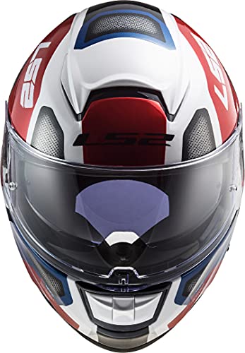 LS2 103973832M - Casco de moto Full Face FF397 Vector FT2 Automat, unisex, blanco/rojo, talla M