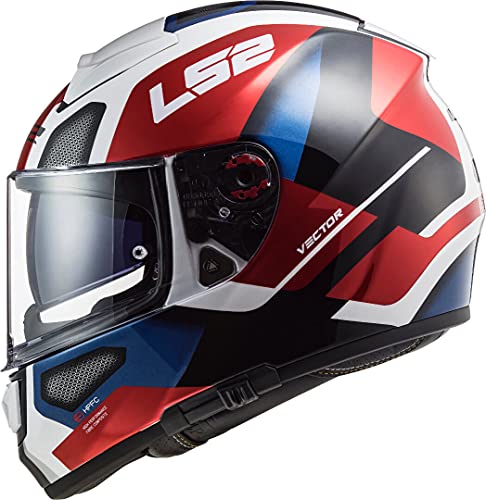 LS2 103973832M - Casco de moto Full Face FF397 Vector FT2 Automat, unisex, blanco/rojo, talla M