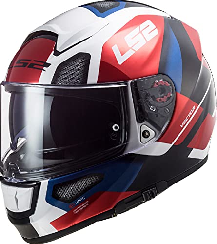 LS2 103973832M - Casco de moto Full Face FF397 Vector FT2 Automat, unisex, blanco/rojo, talla M