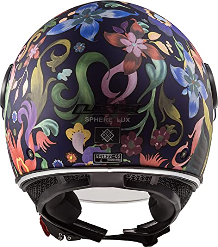 LS2 Casco de moto OF558 SPHERE LUX BLOOM Azul Rosa, Negro/Azul/Rosa, XS