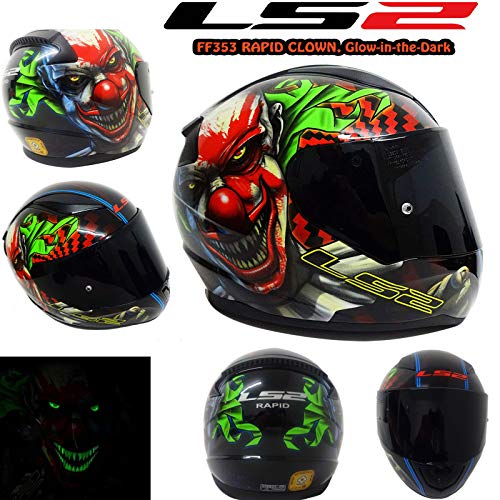 LS2 FF353 RAPID Casco integral para moto con diseño de payaso para adultos, con visera oscura (payaso, S (55 – 56 cm)