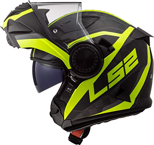 LS2 NC Casco per Moto, Hombre, Negro/Amarillo, XS