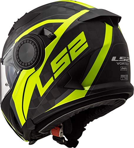 LS2 NC Casco per Moto, Hombre, Negro/Amarillo, XS