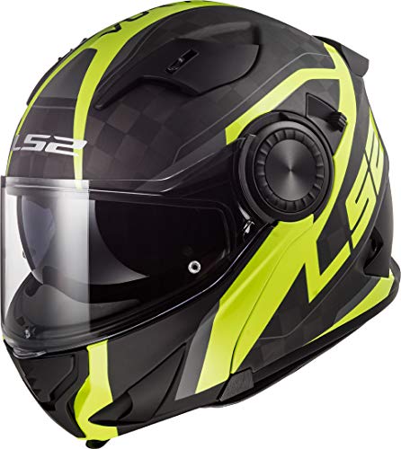 LS2 NC Casco per Moto, Hombre, Negro/Amarillo, XS