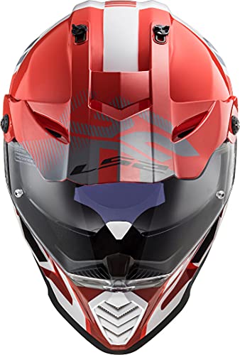 LS2 Pioneer EVO Evolve Casco de Moto, Hombre, Rojo y Blanco, Large