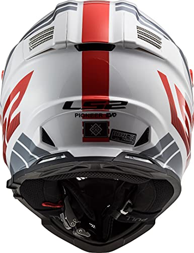 LS2 Pioneer EVO Evolve Casco de Moto, Hombre, Rojo y Blanco, Large