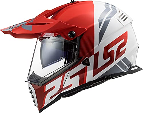 LS2 Pioneer EVO Evolve Casco de Moto, Hombre, Rojo y Blanco, Large