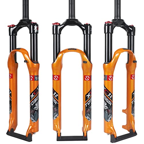 LSRRYD MTB Horquilla De Aire Suspensión 26/27.5/29 Amortiguador Horquillas Disco Freno Horquilla Delantera 1-1/8 9mm Liberación Rápida 120mm Recorrido HL 1750g (Color : Orange, Size : 27.5'')