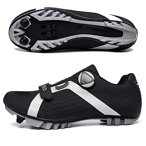 LU-Model Zapatillas de Ciclismo Elite SPD MTB para Hombres Mujeres Ideales para Bicicletas de montaña, Ciclismo de Ciclo XC en incluidos Black-43