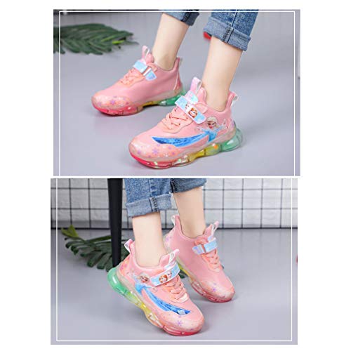 Luces LED de moda zapatos transpirables para niños, zapatillas de deporte para correr, transpirables, atléticas, ligeras, para niños y niñas, zapatos de princesa (tamaño: 30, color: rosa)