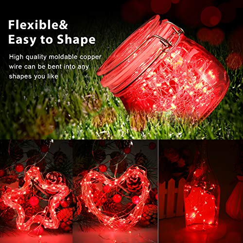 Luces Led USB, Ariceleo 1 Piezas 5 Metros 50 LED Mini LÁMpara Alambre de Cobre Guirnalda Cadena Luces de Navidad para Casa Dormitorio Navidad Habitacion Fiestas Boda DecoraciÓN(Rojo)