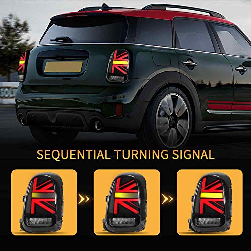 Luces Traseras LED para Mini Cooper Countryman/One Countryman F60 2017-2020 Luz Trasera, Luz Trasera con Indicador de Señal de Giro Secuencial (LHD, Negro)