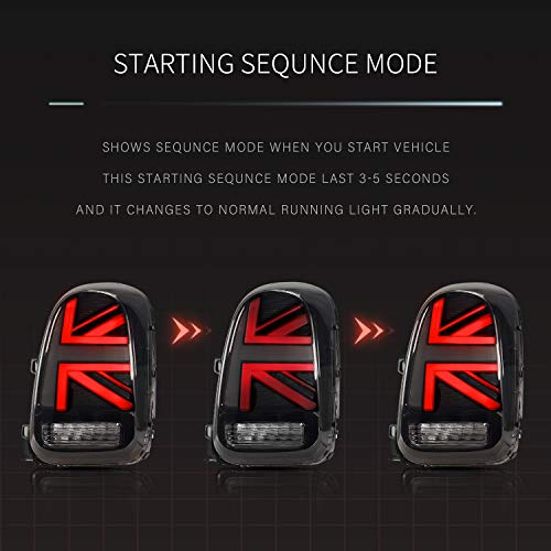 Luces Traseras LED para Mini Cooper Countryman/One Countryman F60 2017-2020 Luz Trasera, Luz Trasera con Indicador de Señal de Giro Secuencial (LHD, Negro)