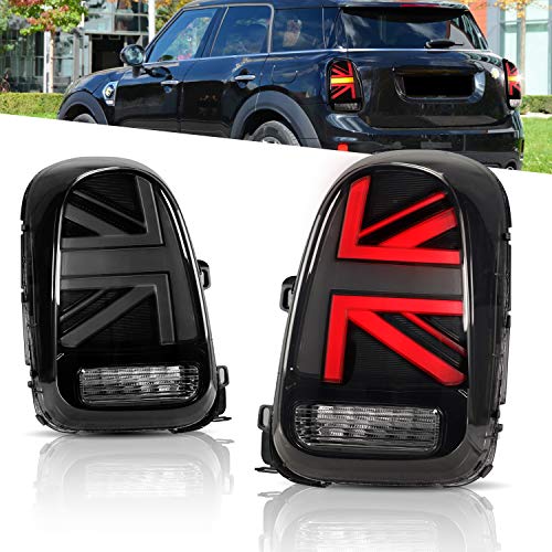 Luces Traseras LED para Mini Cooper Countryman/One Countryman F60 2017-2020 Luz Trasera, Luz Trasera con Indicador de Señal de Giro Secuencial (LHD, Negro)