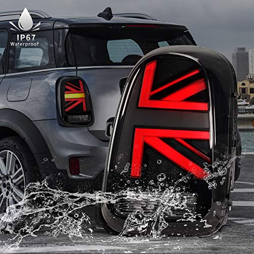 Luces Traseras LED para Mini Cooper Countryman/One Countryman F60 2017-2020 Luz Trasera, Luz Trasera con Indicador de Señal de Giro Secuencial (LHD, Negro)