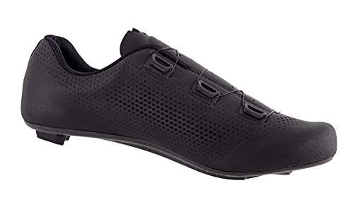 LUCK Perseo | Zapatillas Ciclismo Carretera para Hombre y Mujer | Suela de Carbono | Doble Cierre Rotativo | Zapatillas para Bicicleta de Carretera (44, Negro)